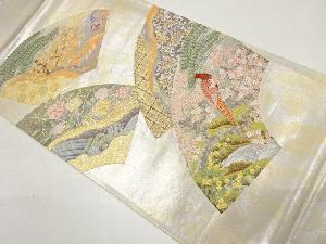 アンティーク　四季扇面図織り出し袋帯（材料）